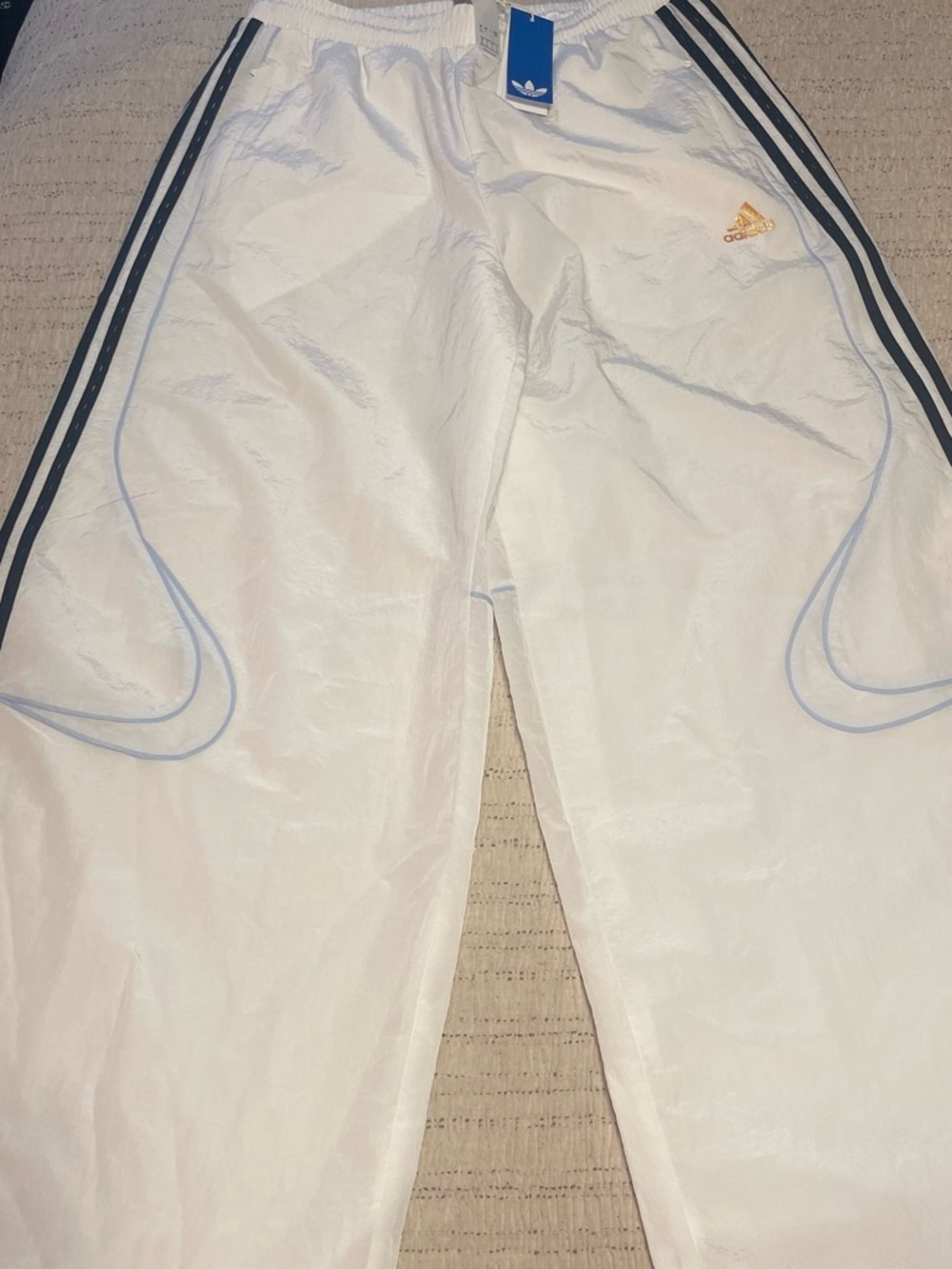 adidas White Teamgeist TP Pants with Black Logo Tag